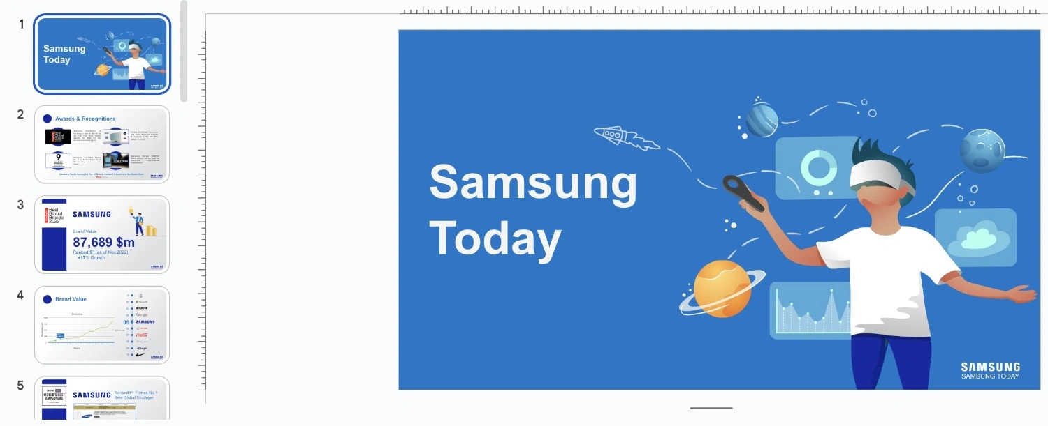 كتابة محتوى عرض تقديمي - شركة سامسونج